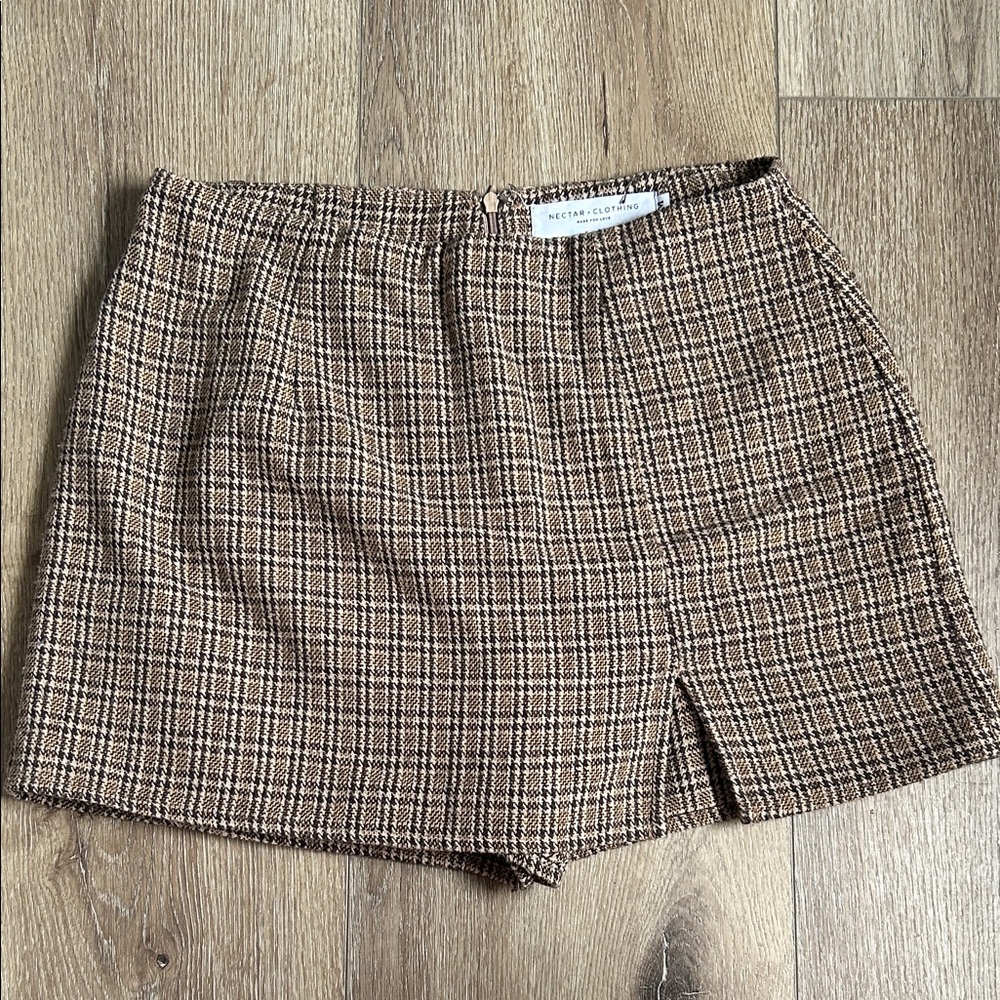 Chic Brown Plaid Mini Skirt